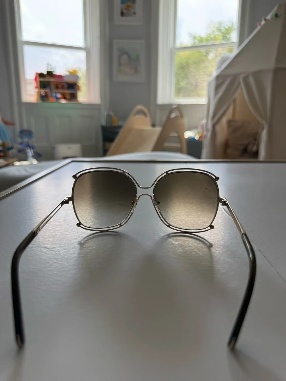 Gold Frame Oversized Women's Sunglasses - Brown Lenses